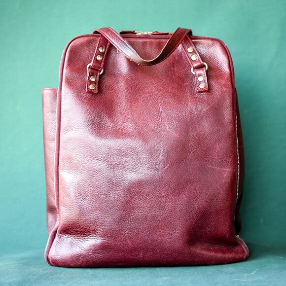 Sigerson Morrison Burgundy Leather Tote Bag 16” x 13” - Picture 1 of 6